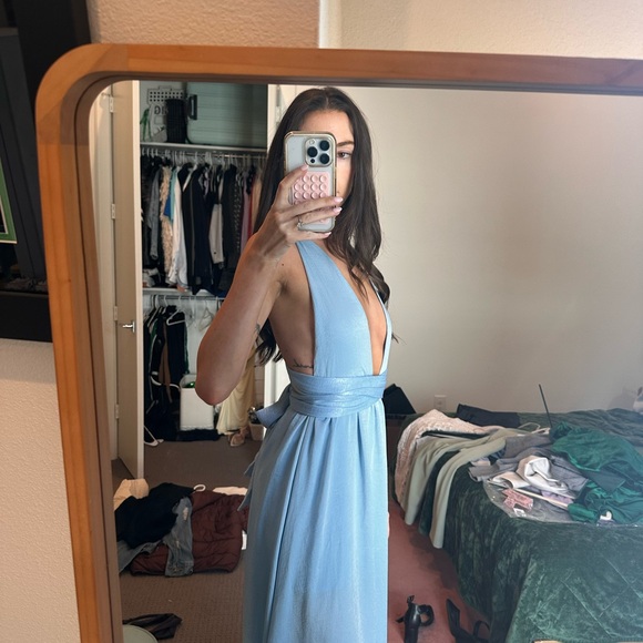 REVOLVE Light Blue Plunging V-Neck Maxi Dress - Picture 3 of 6